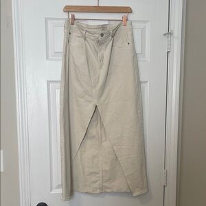 American Eagle Outfitters Cream Front-Slit Maxi Skirt